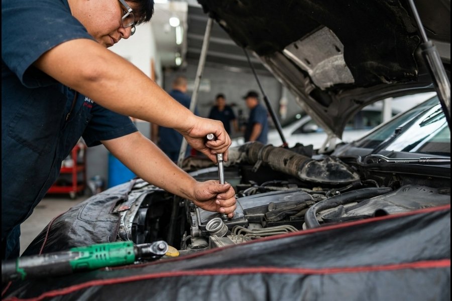 Técnico ManPro revisando motor