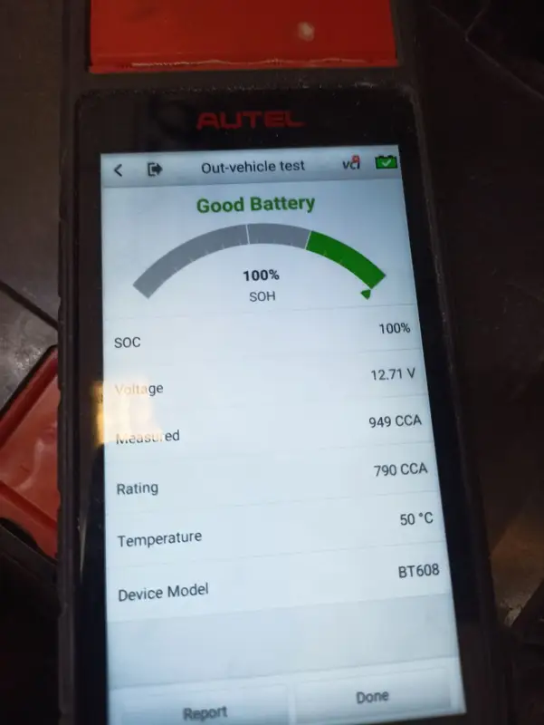 Probador de batería: batería en buen estado