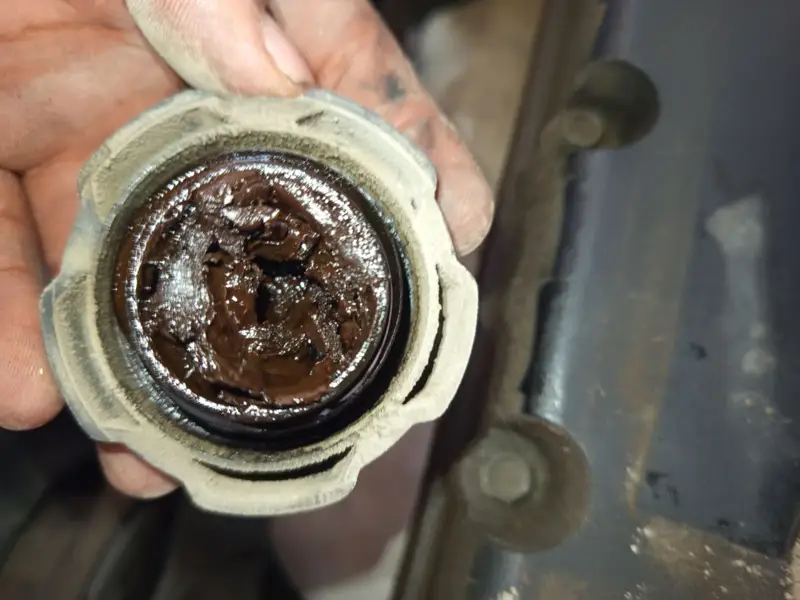 Tapón de aceite con sedimento